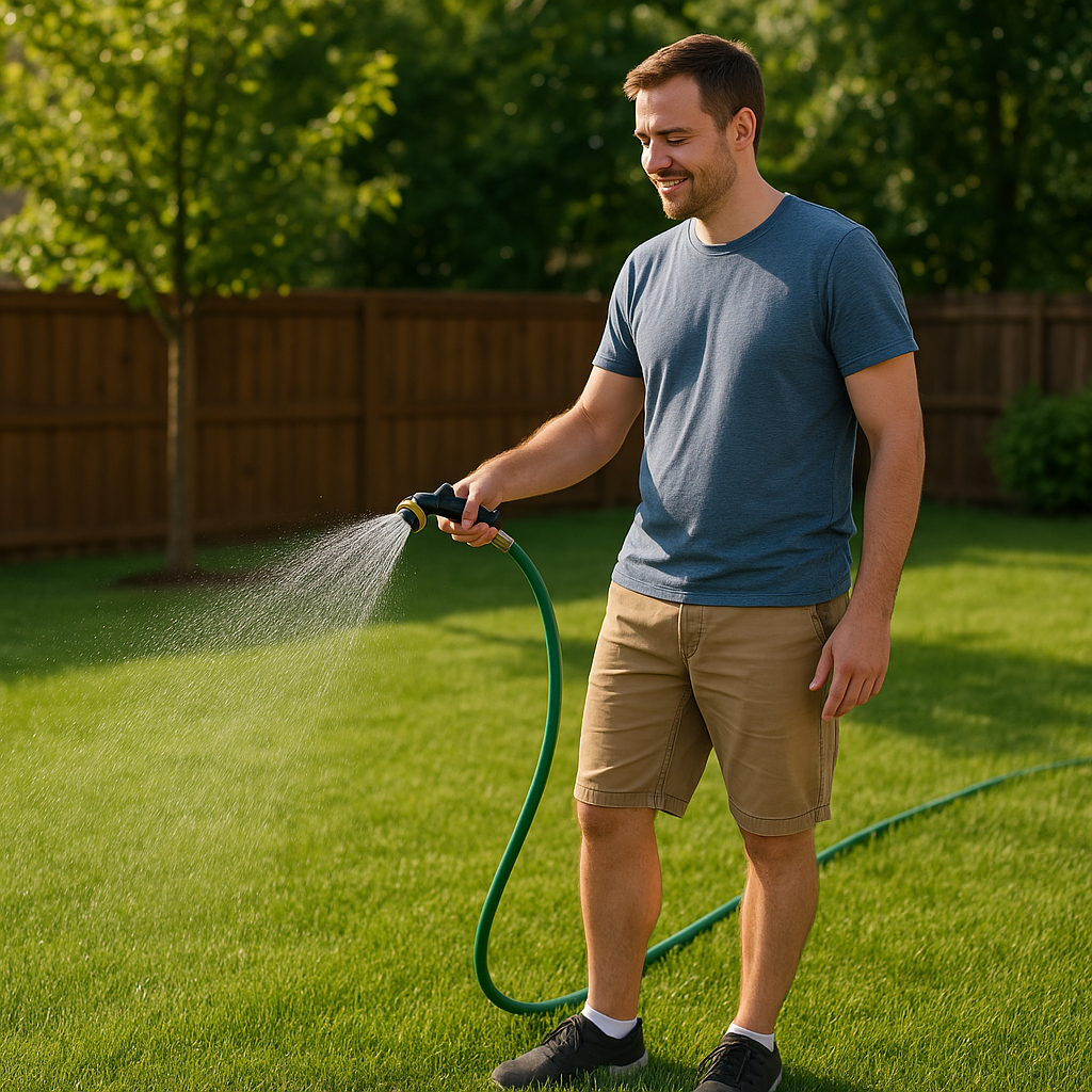 Gepflegte Grünfläche an einer Wohnanlage
